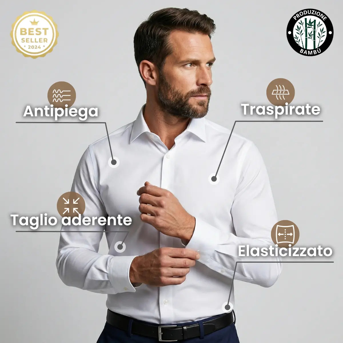 Camicia Antipiega a Taglio Aderente